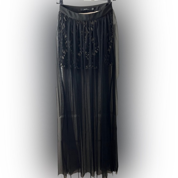 Mini Skirt With Sheer Overlay - Picture 10 of 15